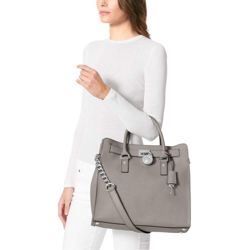 Michael Kors Hamilton Lg Gray Shoulder Handbag